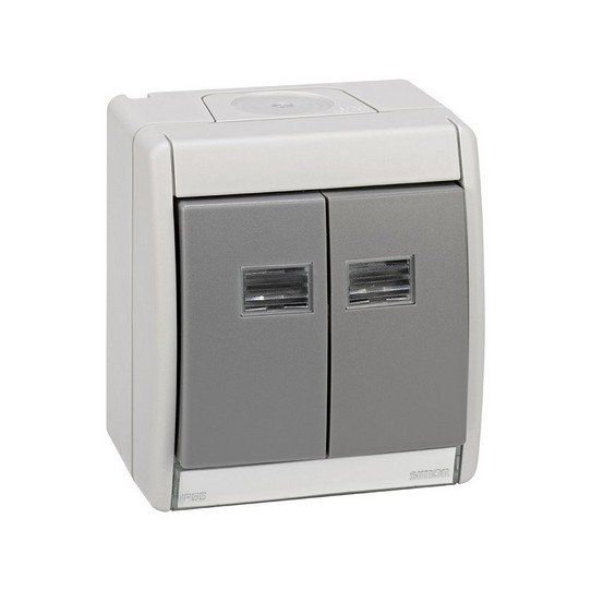 Caja vacia gris IP55 con tecla doble