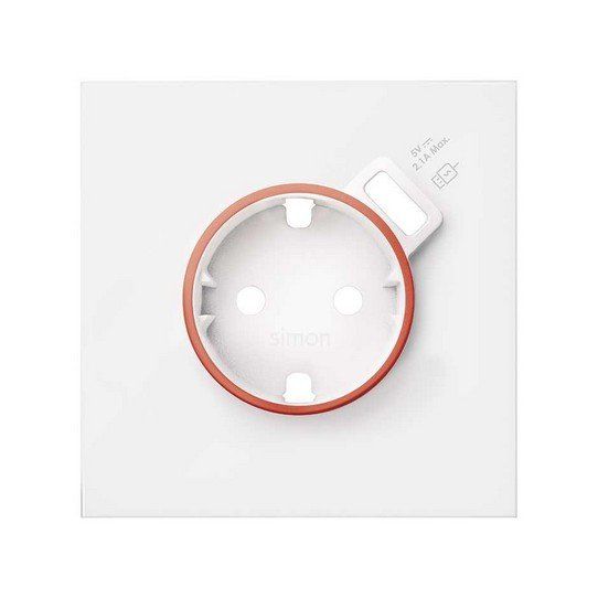 Tapa con aro rojo para base schuko con cargador USB