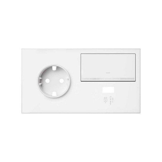 Kit front 2 ele 1 base + 1 int.regulable + cargador USB derecha