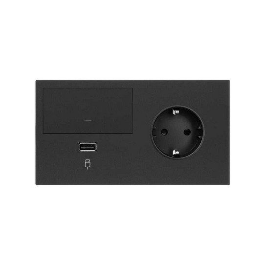 Kit front 2 ele 1 base + 1 int.regulable + cargador USB derecha