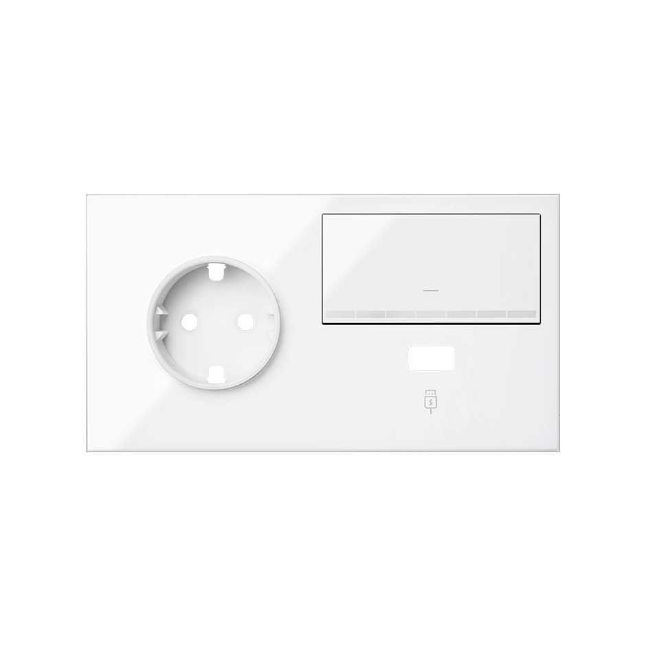 Kit front 2 ele 1 base + 1 int.regulable + cargador USB izquierda