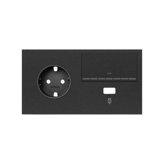 Kit front 2 ele 1 base + 1 int.regulable + cargador USB izquierda