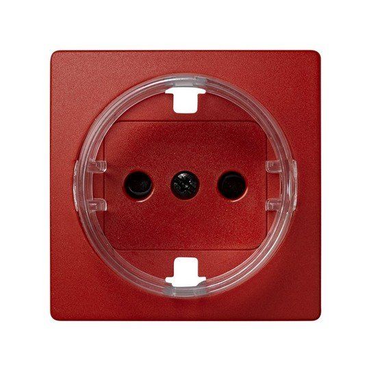 Tapa base schuko con obturador (rojo)