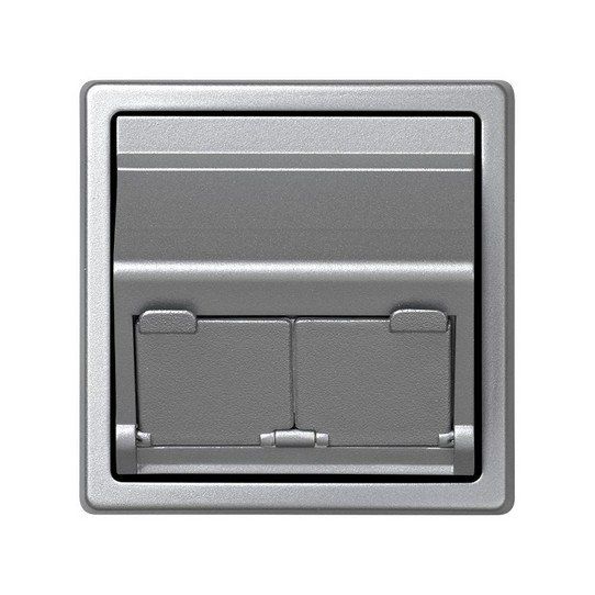 Adaptador para 2 conectores telefónicos ó informáticos color aluminio