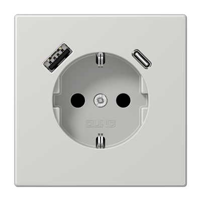 Enchufe SCHUKO® c/ USB-AC LS gris cl