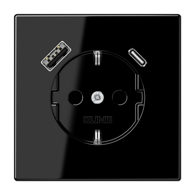 Enchufe SCHUKO® c/ USB-AC LS color negro