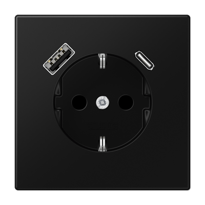 Enchufe SCHUKO® c/ USB-AC LS color negro mate