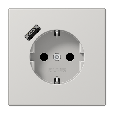Enchufe SCHUKO® c/ USB-A LS gris cl