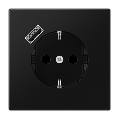 Enchufe SCHUKO® c/ USB-A LS color negro mate