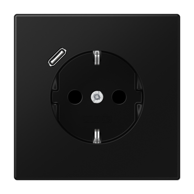Enchufe SCHUKO® c/ USB-C LS color negro mate
