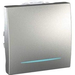 Pulsador con LED localizacion color aluminio