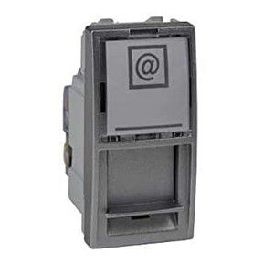 Toma RJ45 UTP estrecha categoría 6 color aluminio