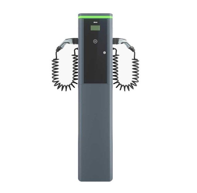 Cargador V.E de columna 2x Cable espiral 4m T2 22 kW - Max. 44 kW Trifásico