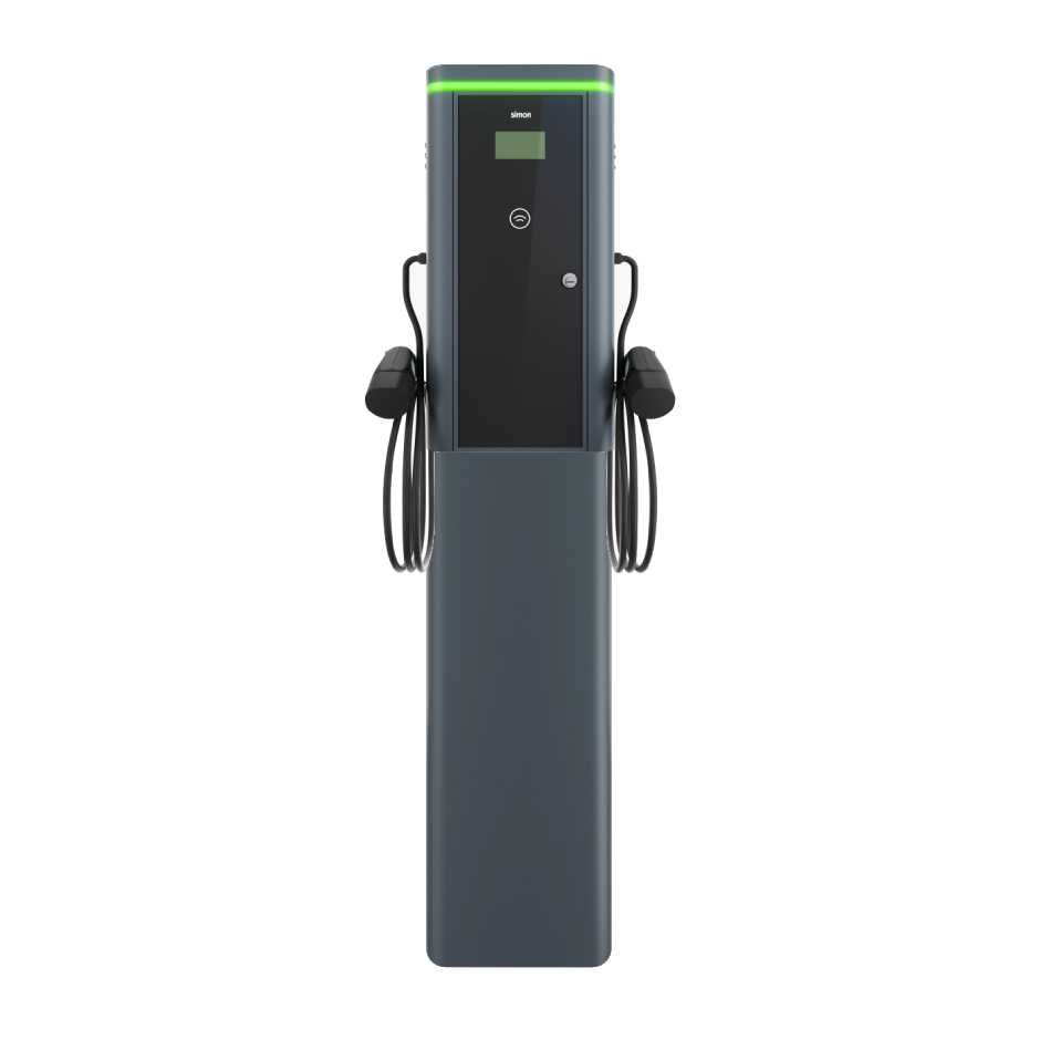 Cargador V.E de columna 2x Cable recto 5m T2 22 kW - Max. 44 kW Trifásico + Módem 4G
