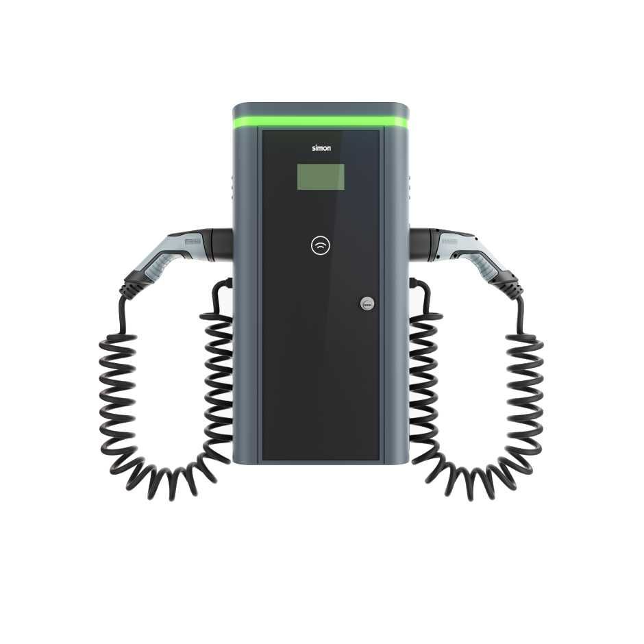 Cargador V.E de pared 2x Cable recto 5m T2 22 kW - Max. 44 kW Trifásico