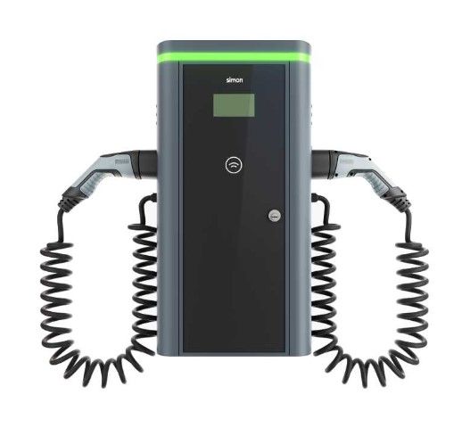 Cargador V.E de pared 2x Cable espiral 4m T2 22 kW - Max. 44 kW Trifásico