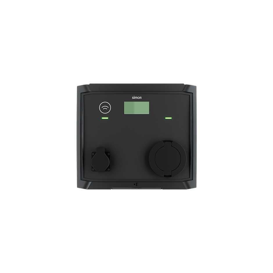 Cargador V.E de pared Schuko con Socket T2 7,4 kW Monofásico con Modem, Automático y Diferencial