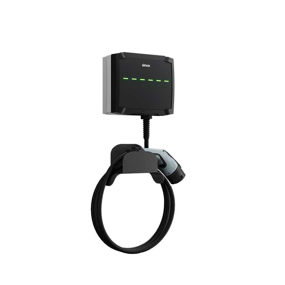 Cargador V.E de pared Cable 5m T2 22 kW Trifásico Automático y Diferencial