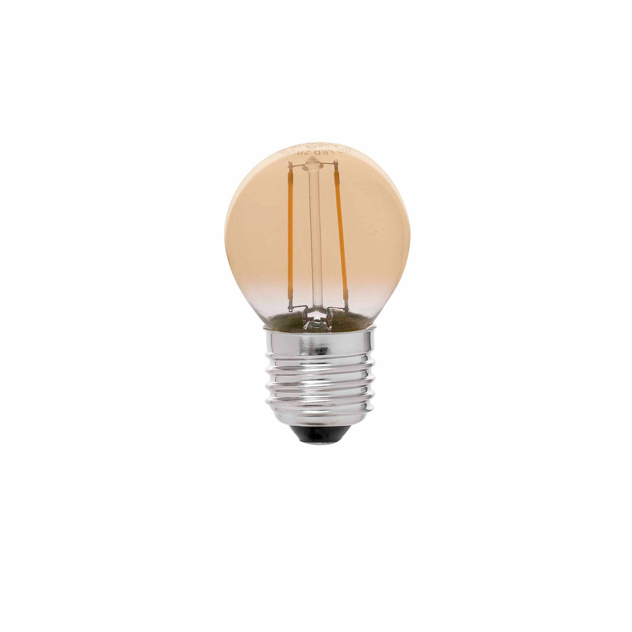 Bombilla G45 filamento ámbar LED E27 2W 2200K