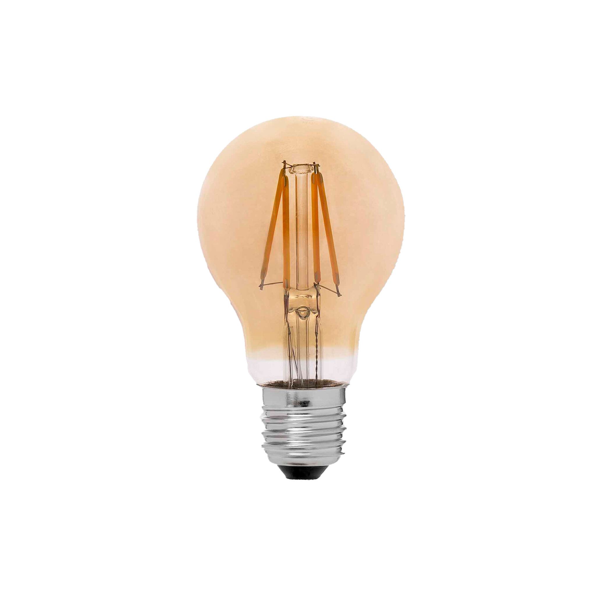 Bombilla estándar filamento LED ambar E27 5W 2200K dimable