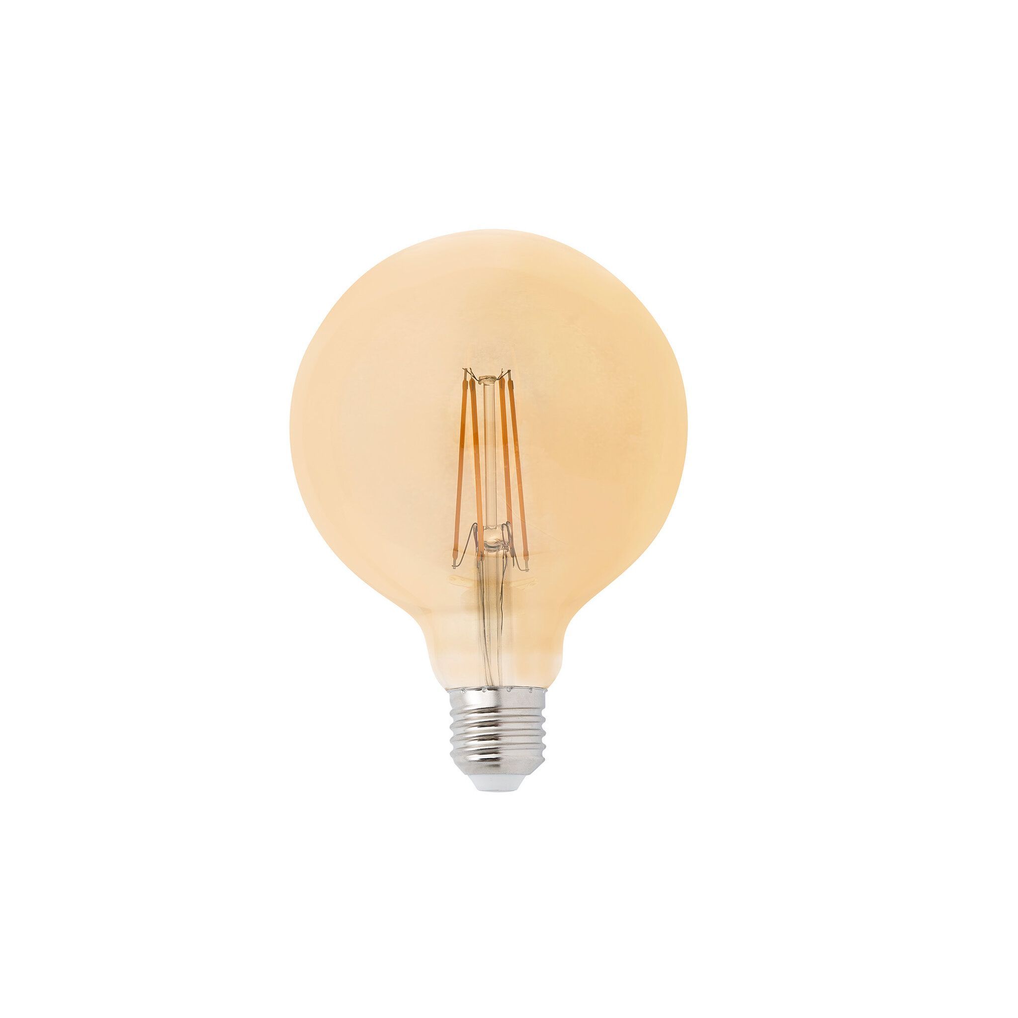 Bombilla globo filamento LED ambar E27 5W 2200K dimable