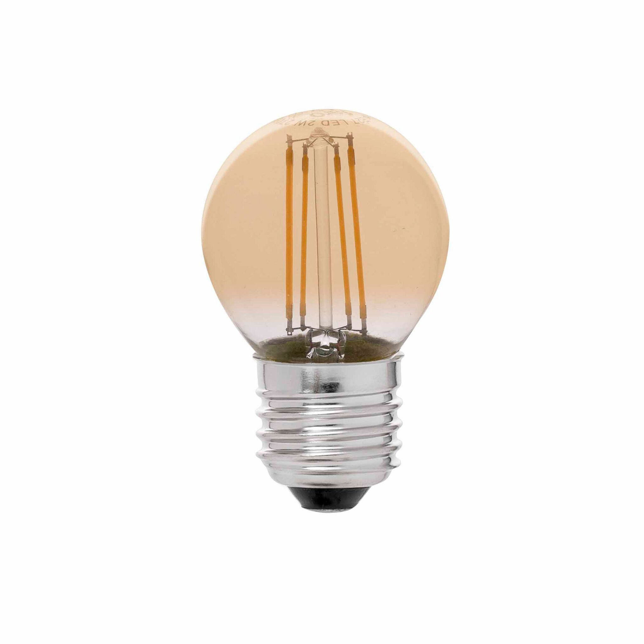Bombilla G45 filamento ámbar LED E27 4W 2200K