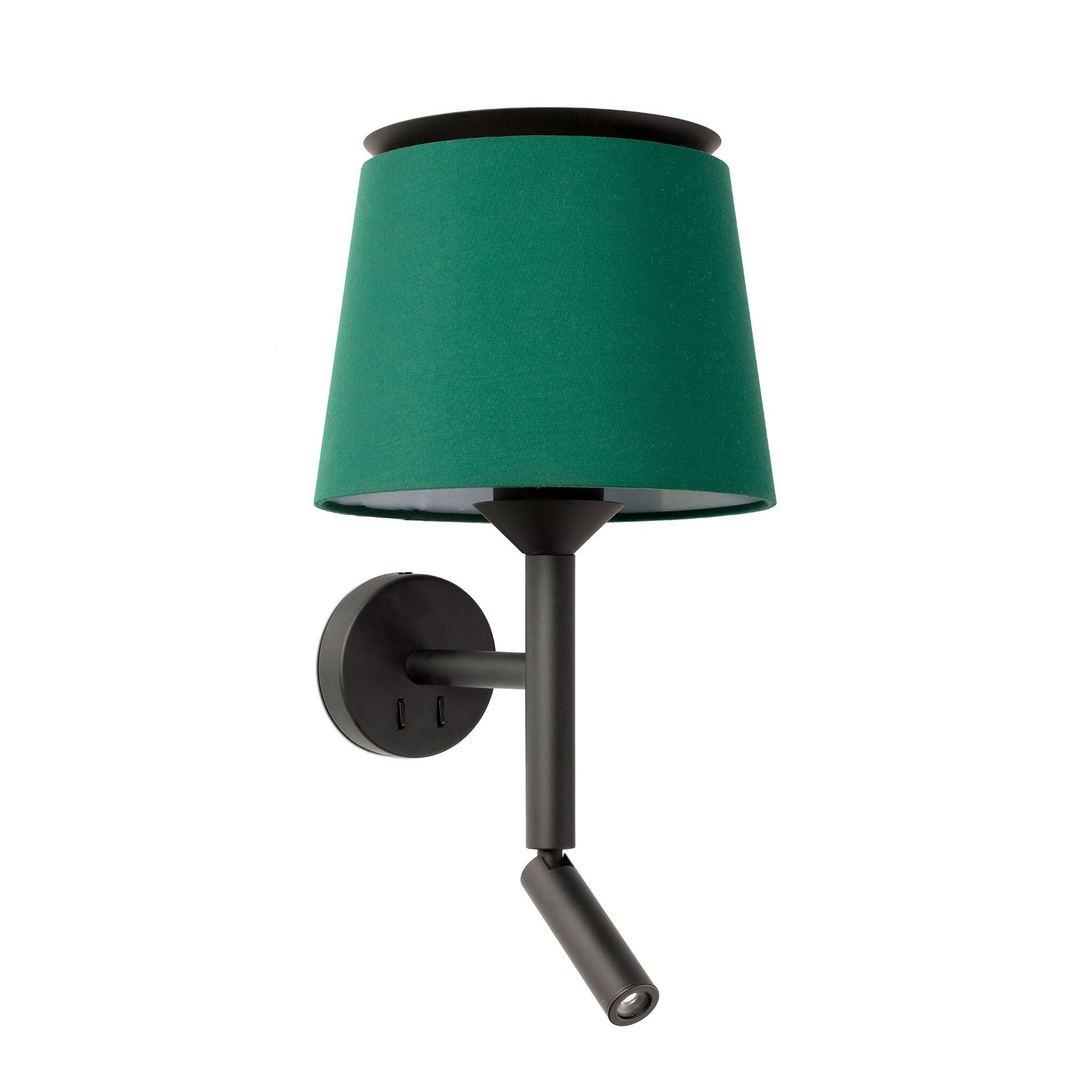 SAVOY Lámpara aplique con lector negra/verde