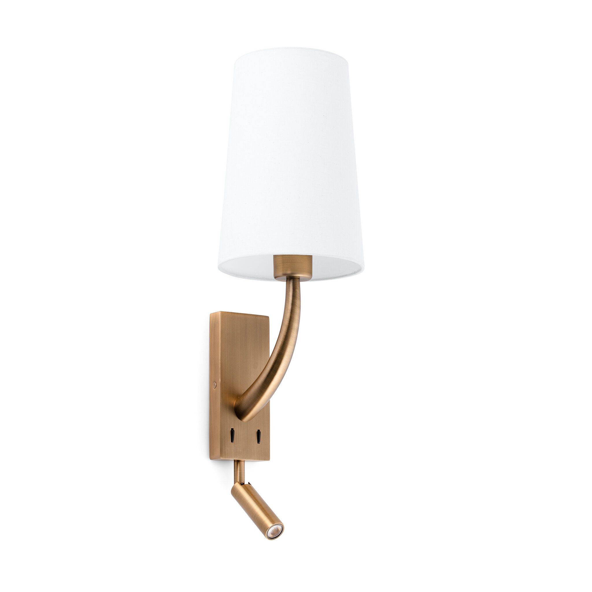 REM Lámpara aplique oro viejo mate/blanca con lector LED