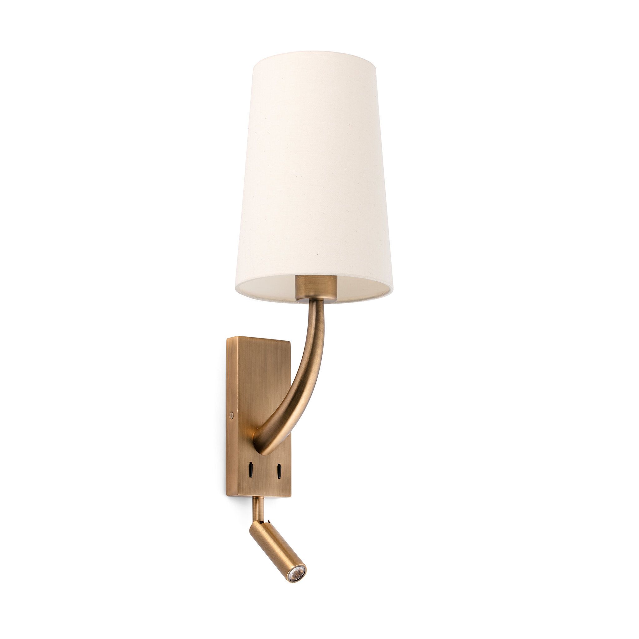 REM Lámpara aplique oro viejo mate/beige con lector LED