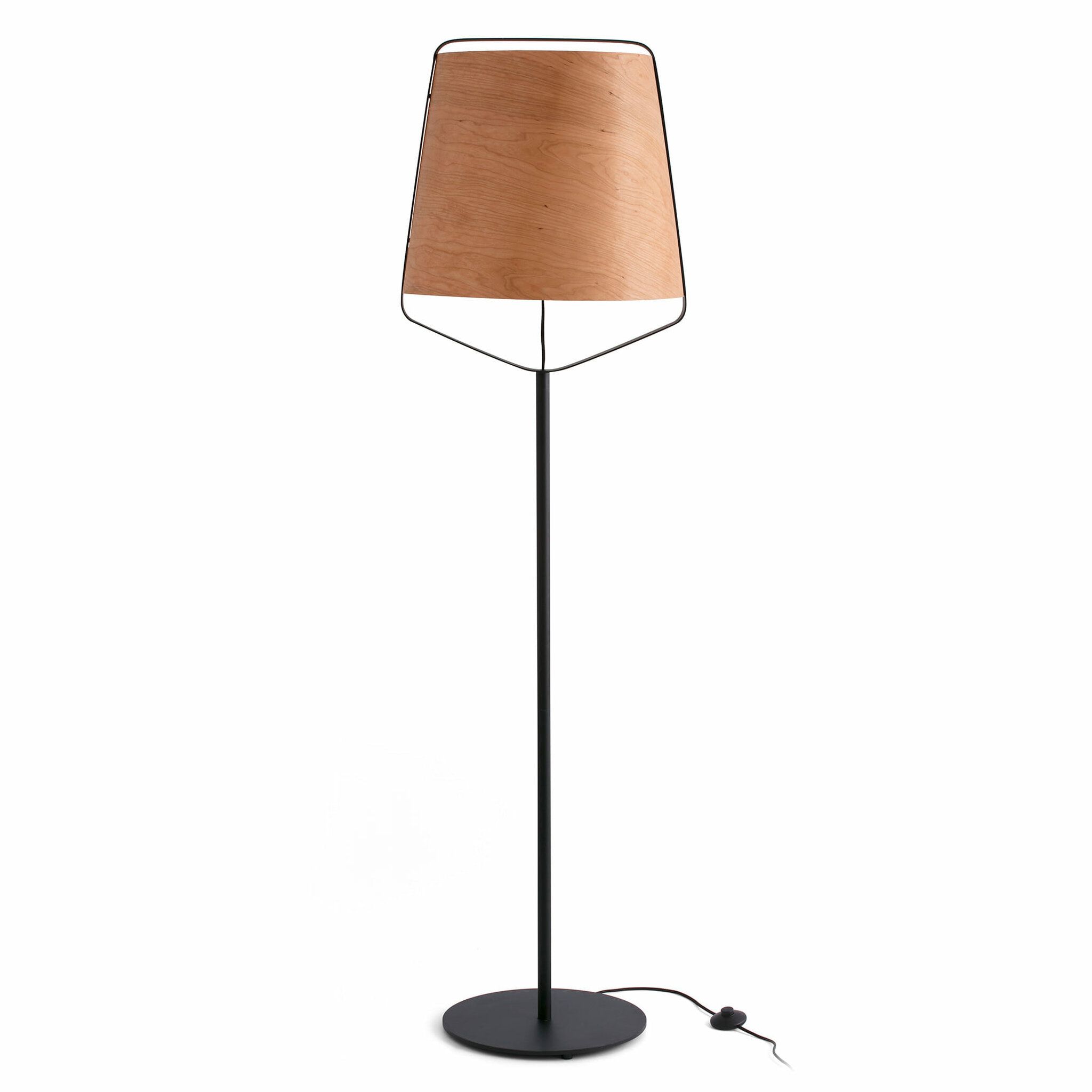 STOOD Lámpara pie de salon negro y madera