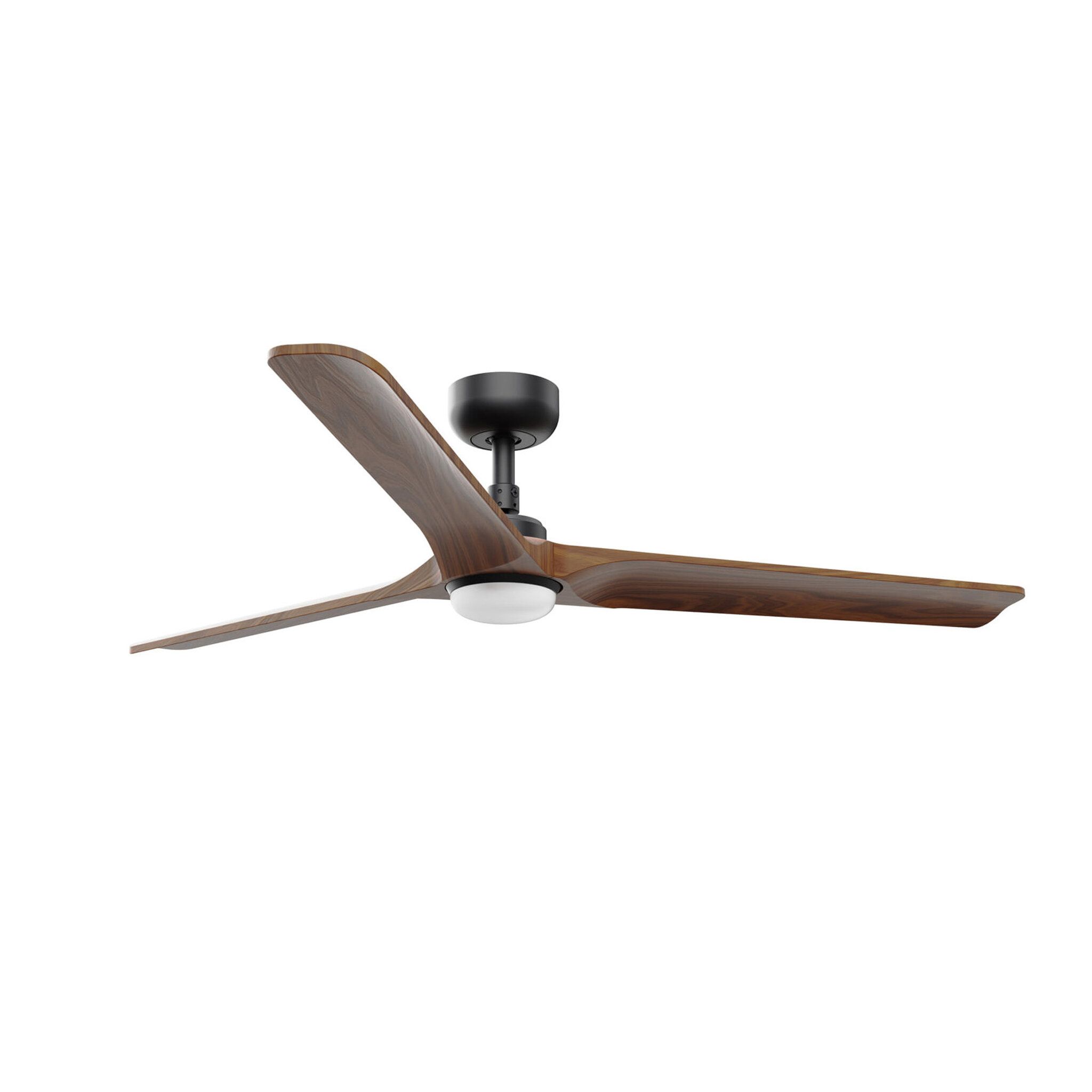 HEYWOOD L LED Ventilador negro/madera oscura DC