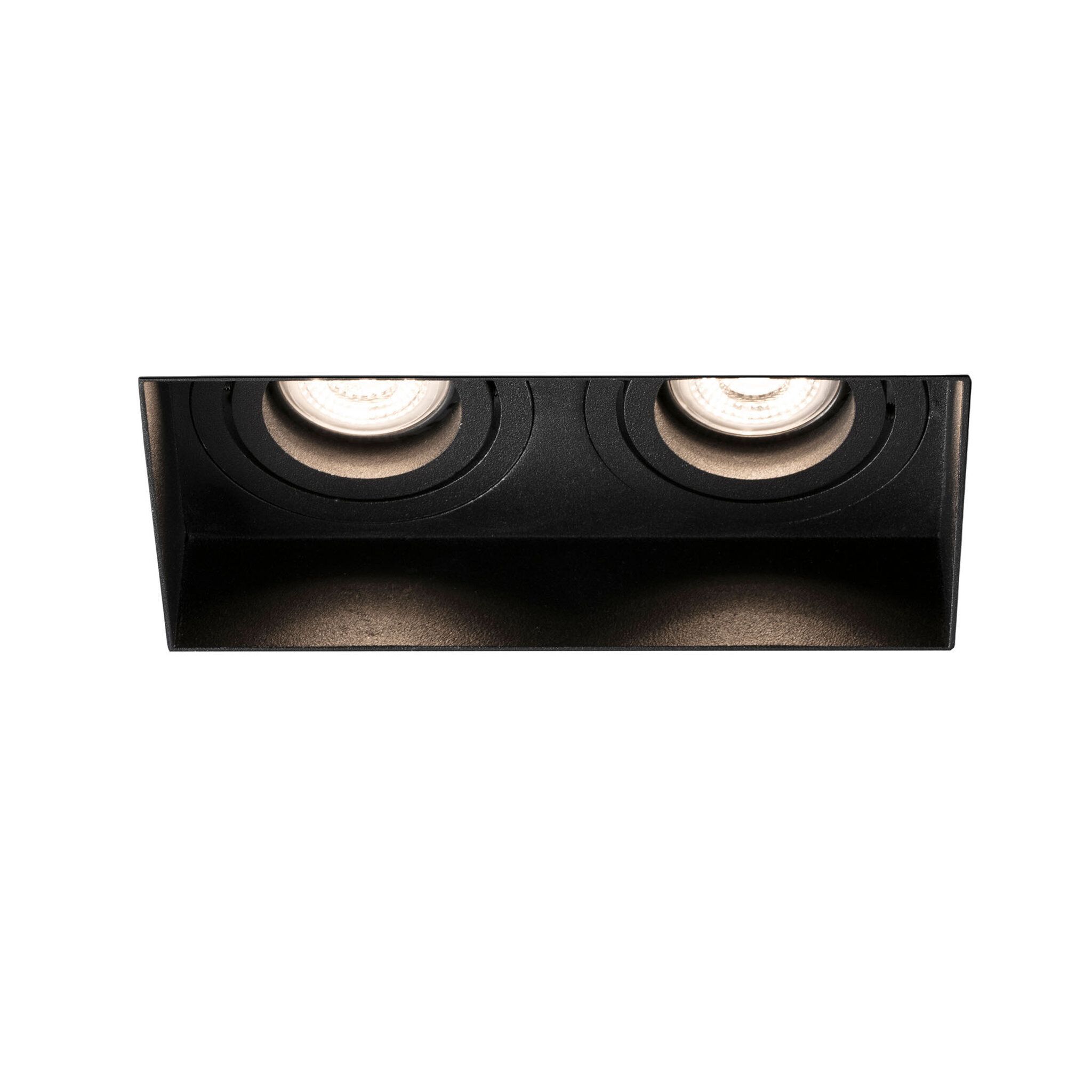 HYDE SQ 2L Lámpara empotrable negro cuadrado orientable sin marco