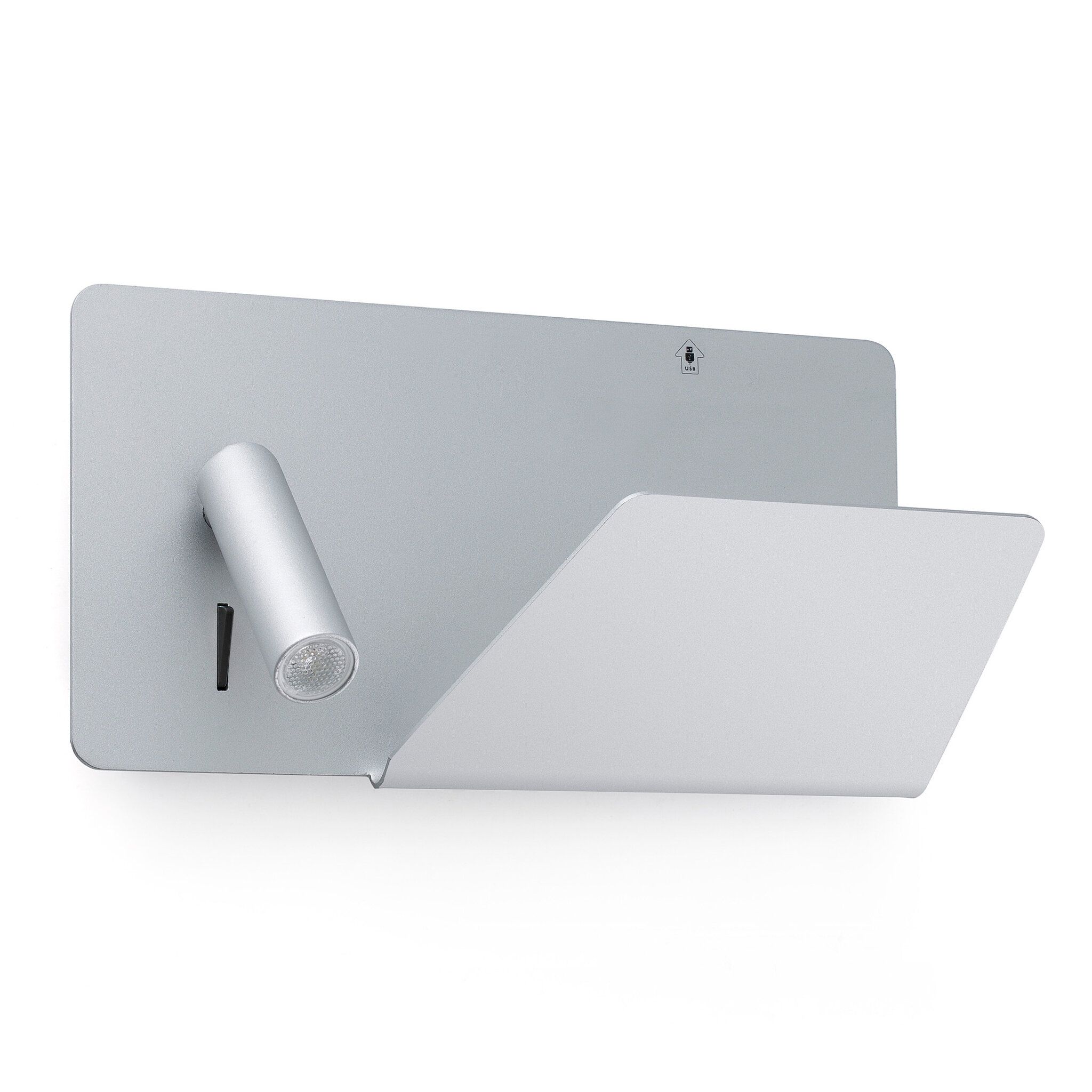 SUAU USB Lámpara aplique gris con lector derecha