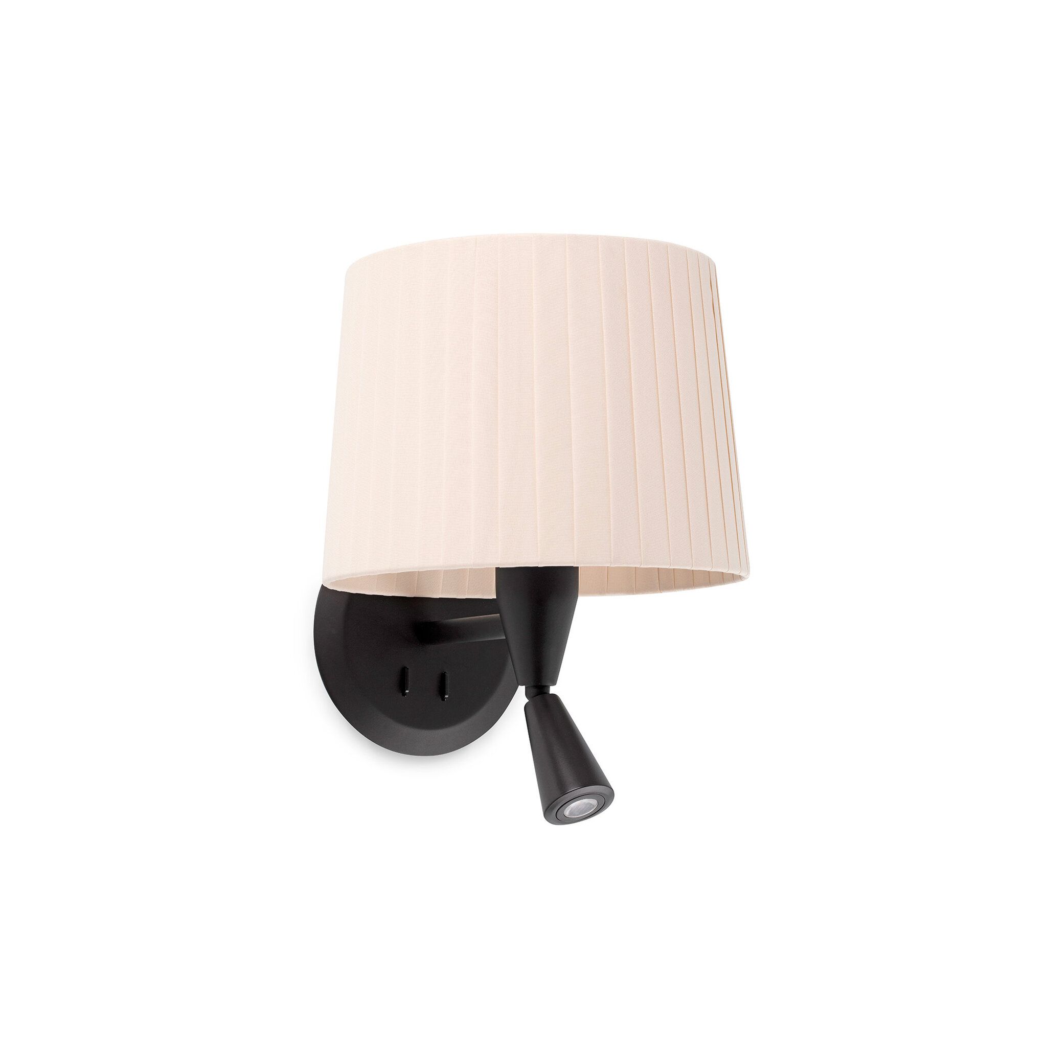 SAMBA Lámpara aplique con lector negra/encintada color beige