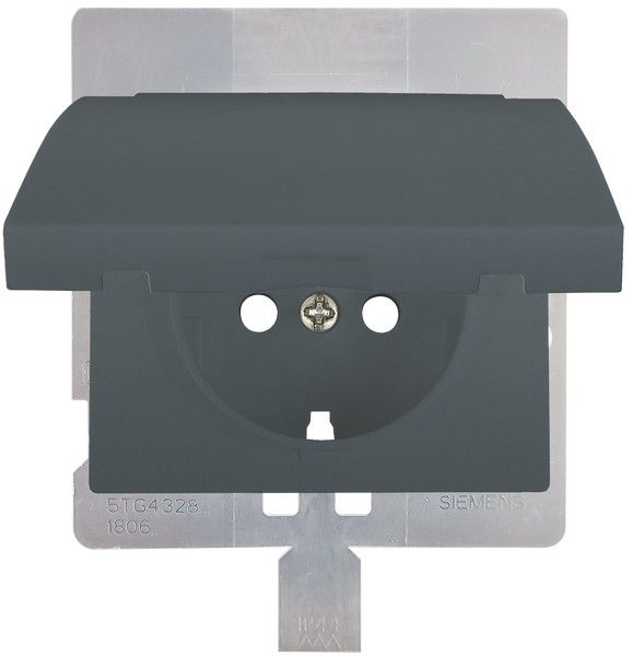 Tapa articulada base enchufe seguridad IP44. acero neptuno