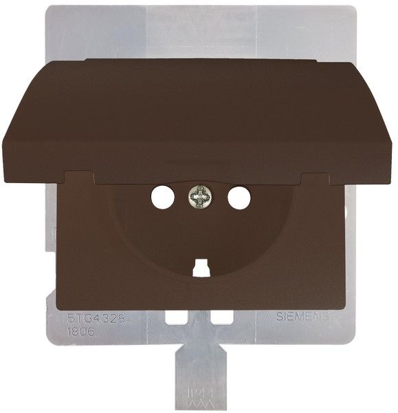 Tapa articulada base enchufe seguridad IP44. chocolate