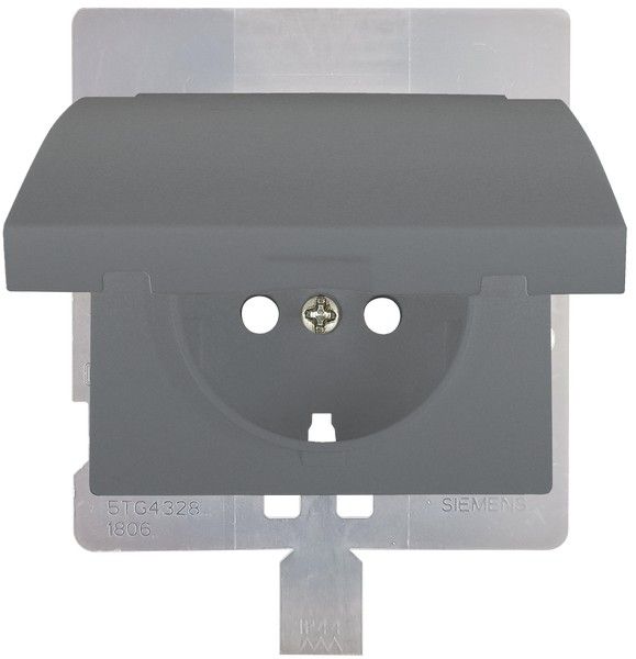 Tapa articulada base enchufe seguridad IP44. color aluminio fusion
