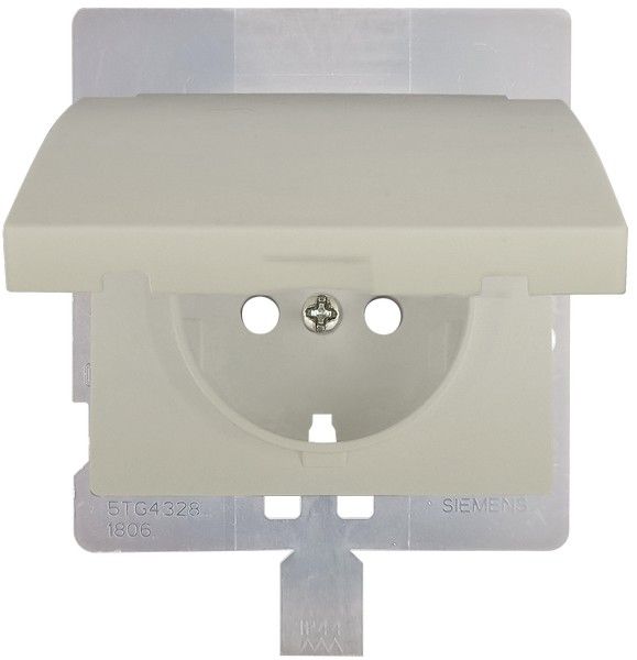 Tapa articulada base enchufe seguridad IP44 color blanco satinado