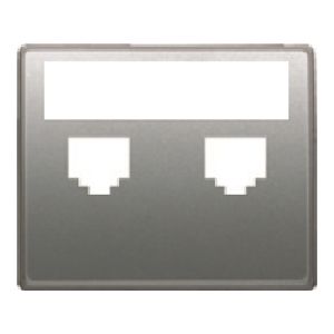 Tapa con portaetiquetas para 2 conectores rj color aluminio fusion