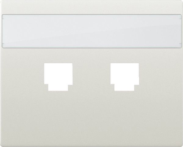 Tapa con portaetiquetas para 2 conectores rj color blanco satinado