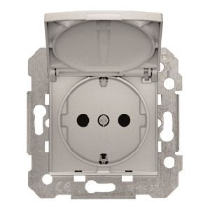 Schuko tapa abatible. protección de seguridad plata luna con garras 16 a 250 VAC