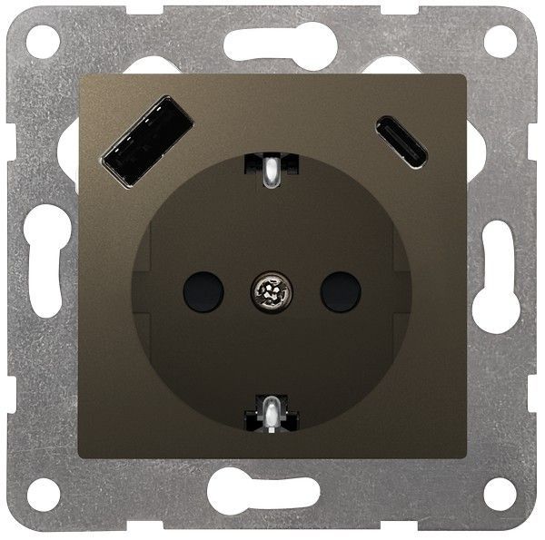 Schuko usb ac pd color gris lava