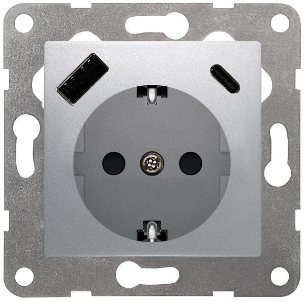 Schuko usb color plata luna