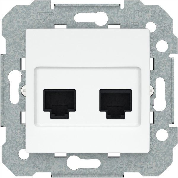Toma doble rj vacia blanca sin garras adaptadores compatibles con conectores rj 45 con formato k