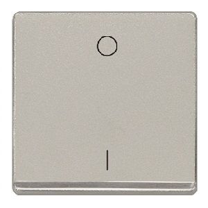 Tecla bipolar I/O. embellecedor cromo color aluminio