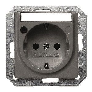 Tapa schuko protección seguridad etiqueta indicador de servicio. carbon
