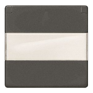 Tapa abatible schuko protección seguridad etiqueta. carbon