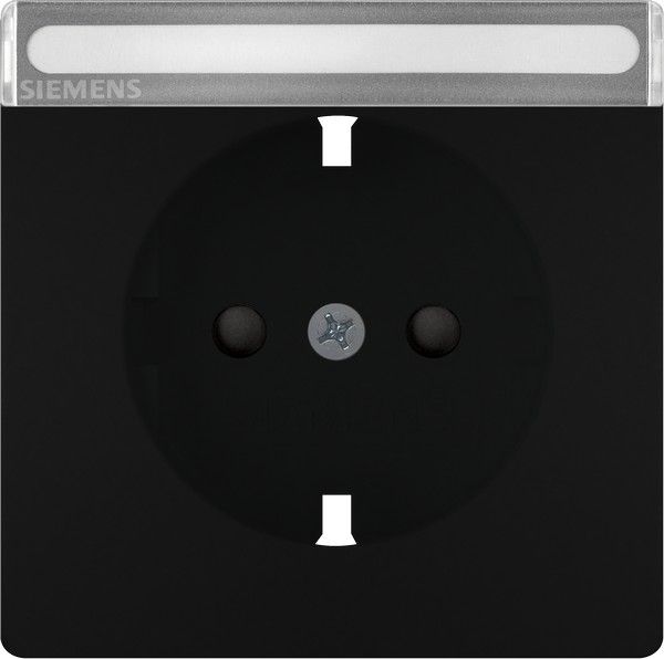 Tapa schuko protección de seguridad portaetiquetas color negro mate