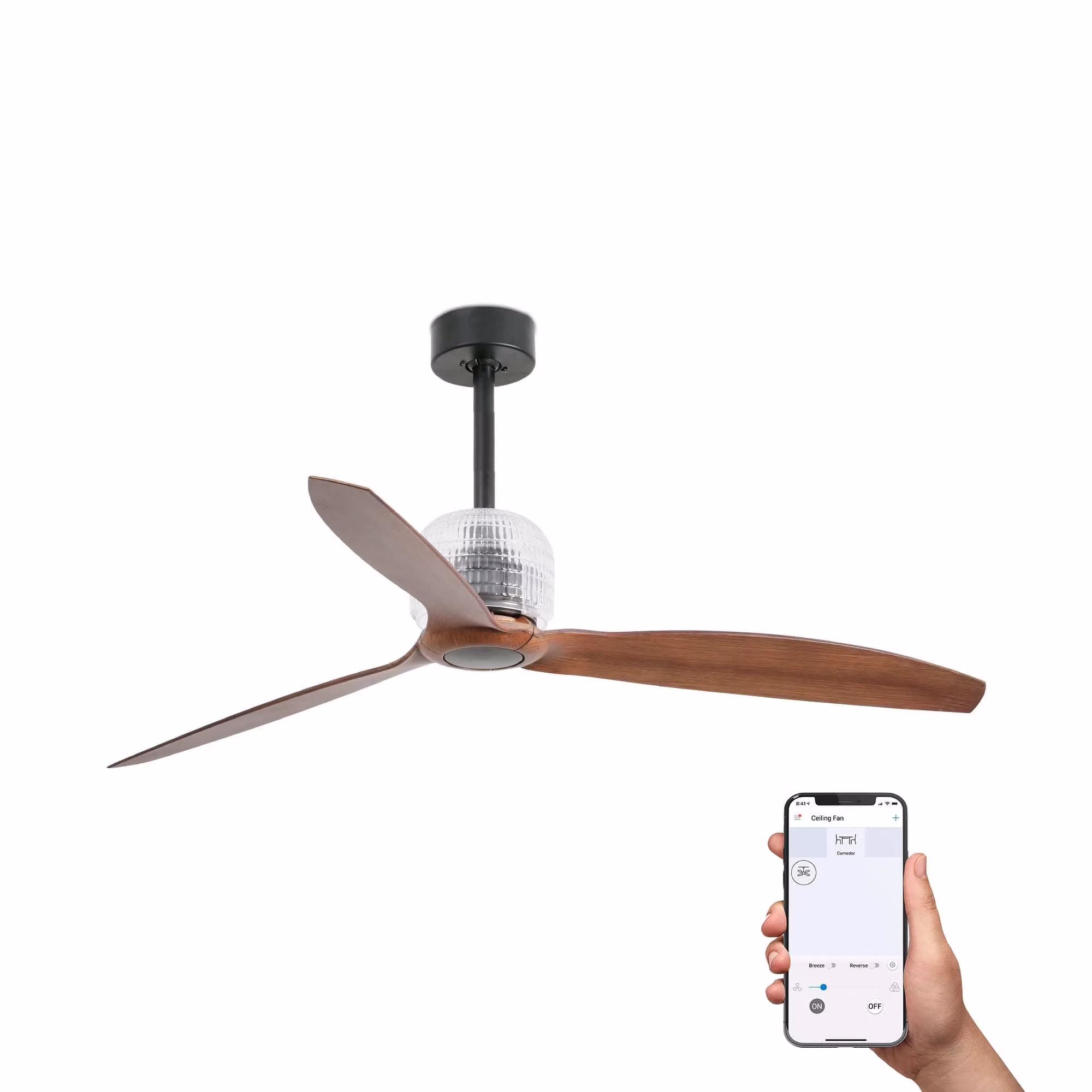 DECO FAN M Ventilador negro/nogal TUYA