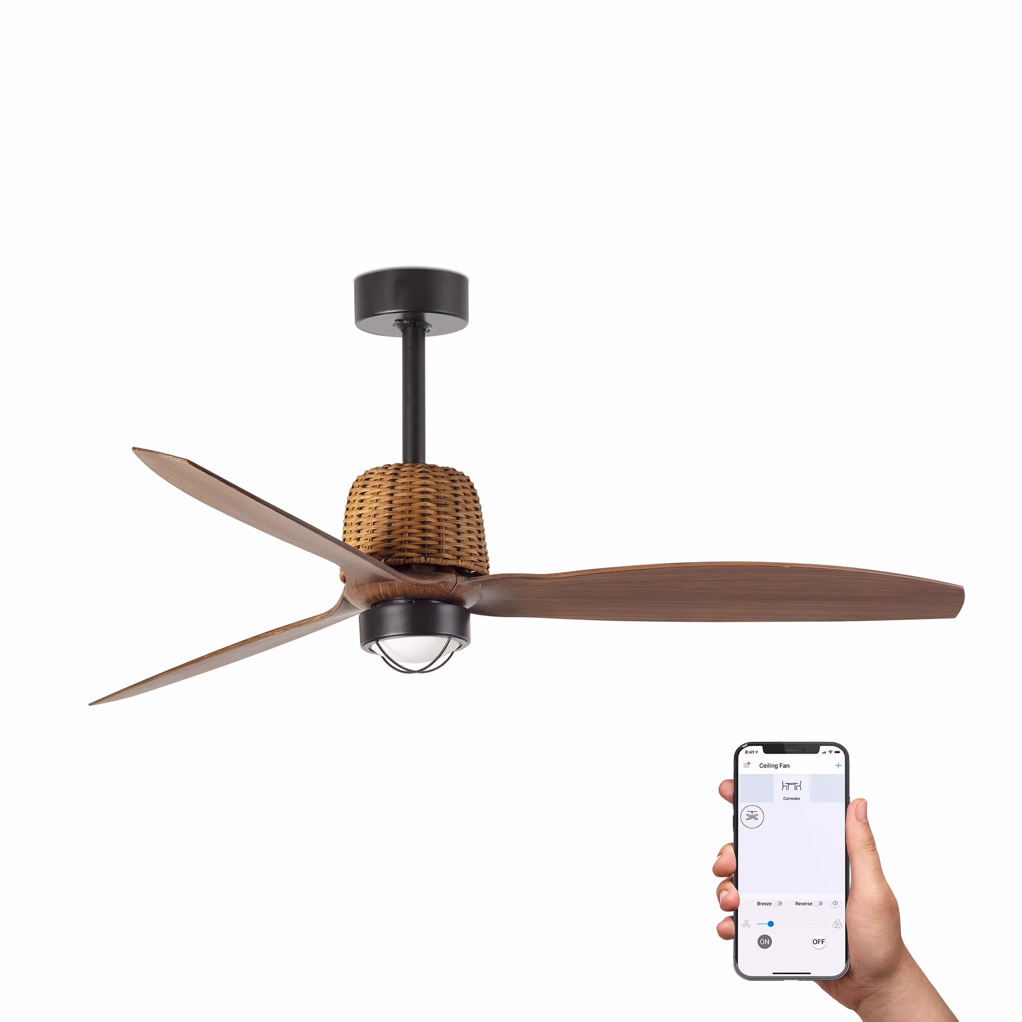 WEAVER M LED Ventilador negro/nogal 3000K TUYA